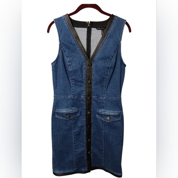 White House Black Market Denim Dress with Black Accents - Picture 2 of 5